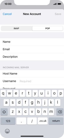 Press Username and key in the username for your email account.