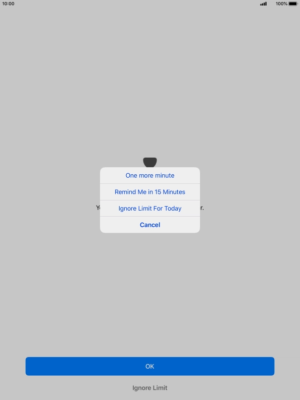 Press the required setting.