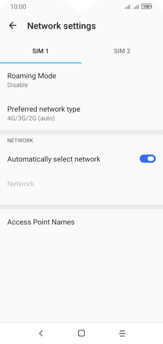 Press Preferred network type.