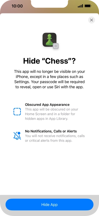Press Hide App.