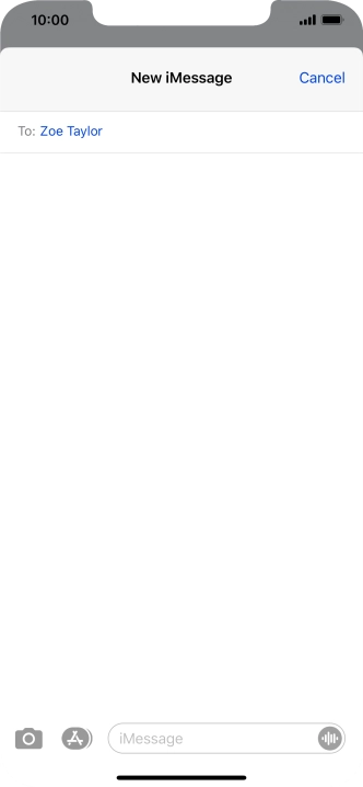 If the recipient can receive iMessages, iMessage is displayed in the text input field.