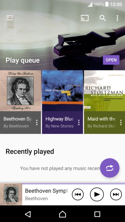 Slide your finger right starting from the left side of the screen.