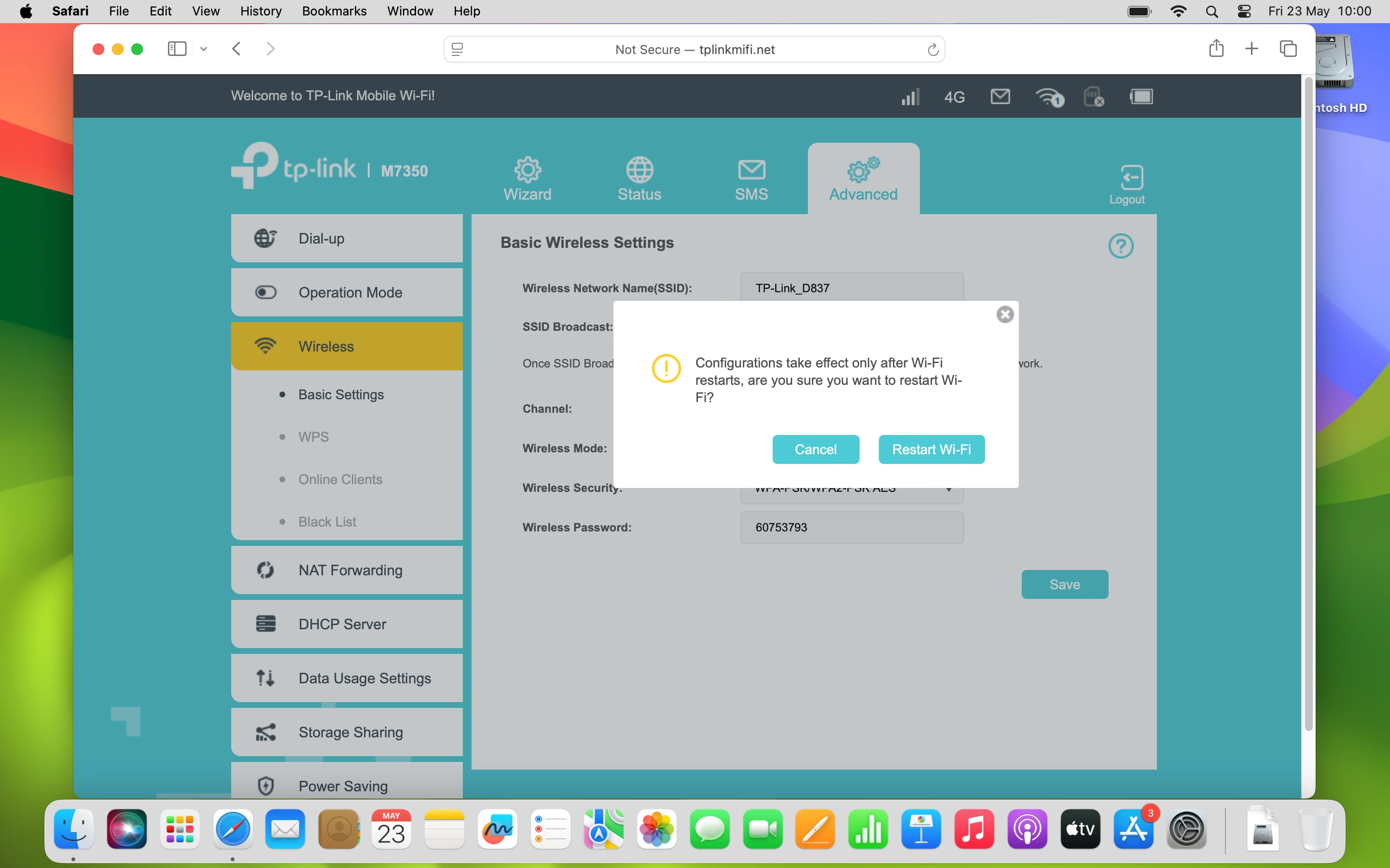 Click Restart Wi-Fi.
