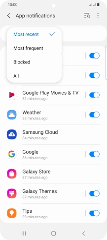 Press the required setting.
