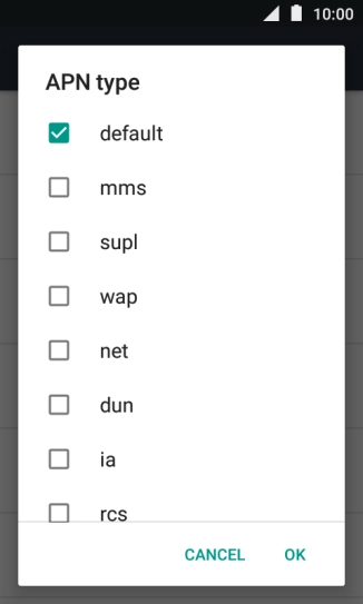 Make sure only default is selected.