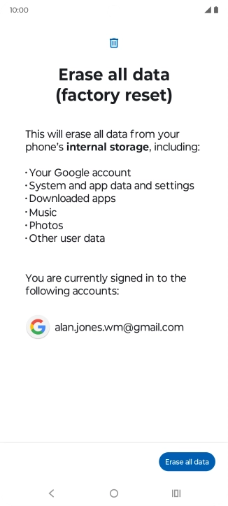Press Erase all data.