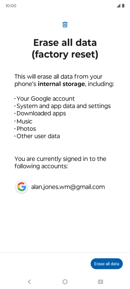 Press Erase all data.