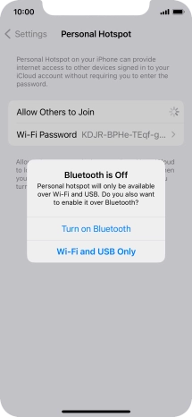 If Wi-Fi is turned on, press Wi-Fi and USB Only.