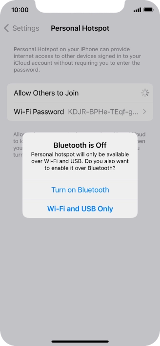 If Wi-Fi is turned on, press Wi-Fi and USB Only.