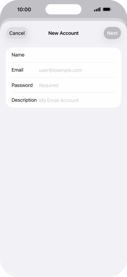 Press Password and key in the password for your email account.