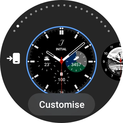 Slide your finger left to see the available watch faces. Slide your finger left to see the available watch faces.