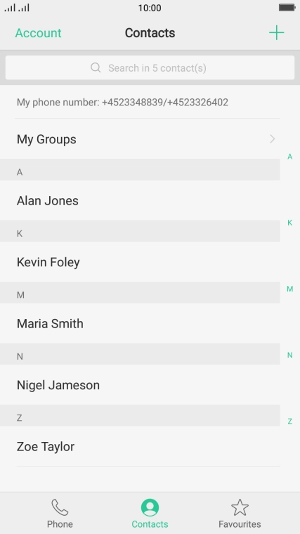 Press the add contact icon.
