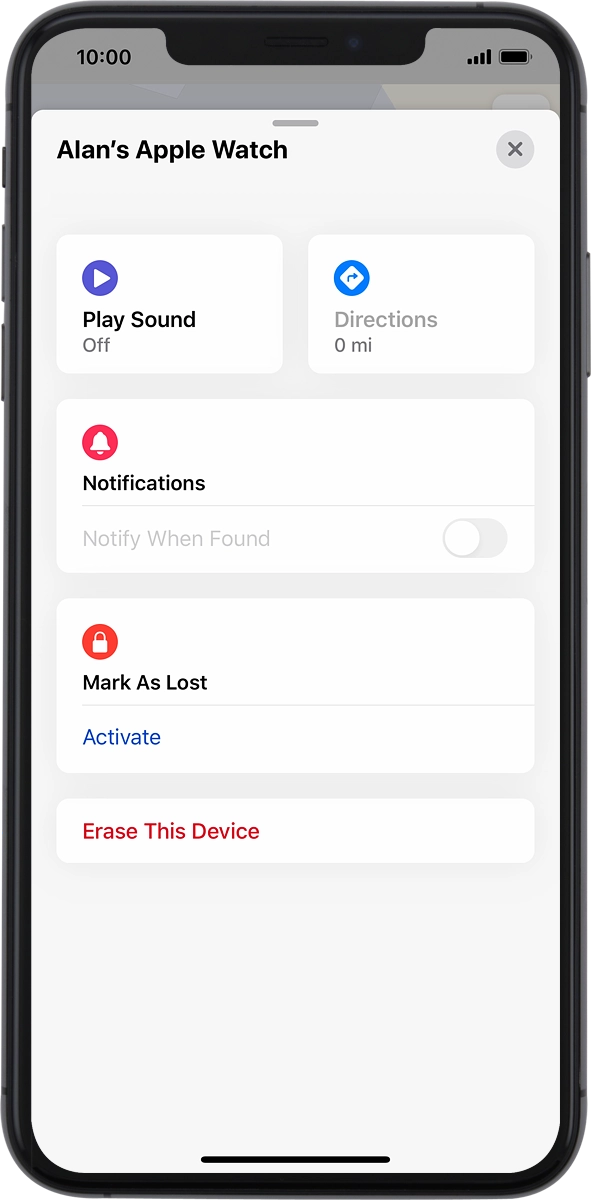 On your phone: Press Mark As Lost and follow the instructions on the screen to lock your Apple Watch.