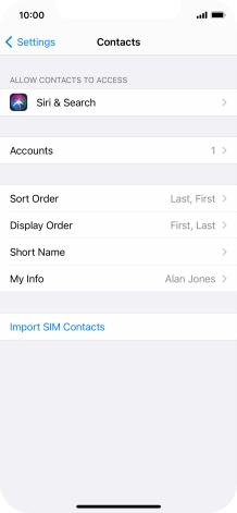 Press Import SIM Contacts.