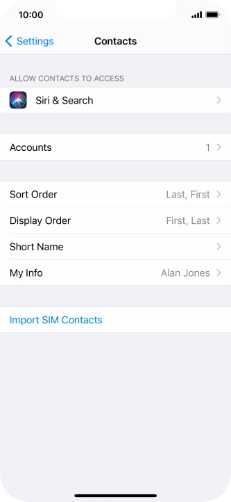 Press Import SIM Contacts.