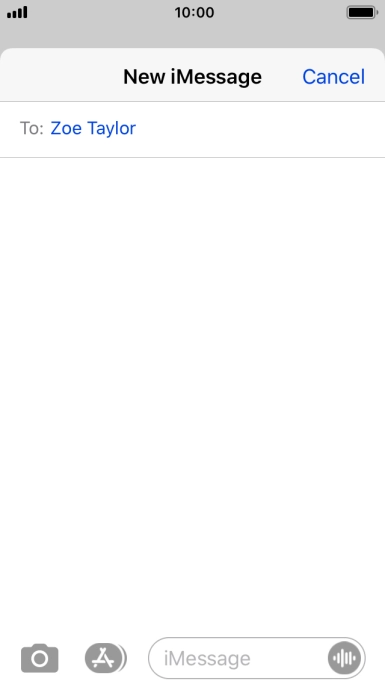 If the recipient can receive iMessages, iMessage is displayed in the text input field.