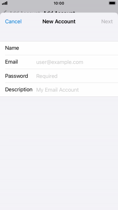 Press Email and key in your email address.