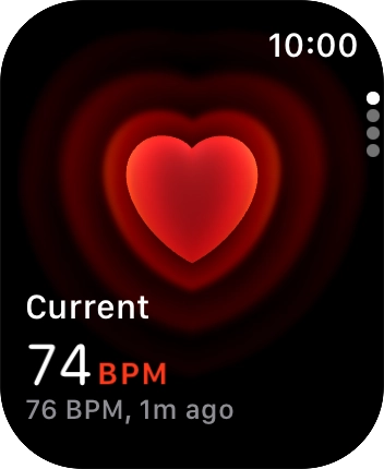 Your current heart rate is displayed below Current. Your current heart rate is displayed below Current.