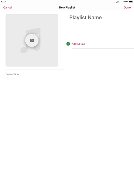 Press the text input field and key in a name for the playlist.