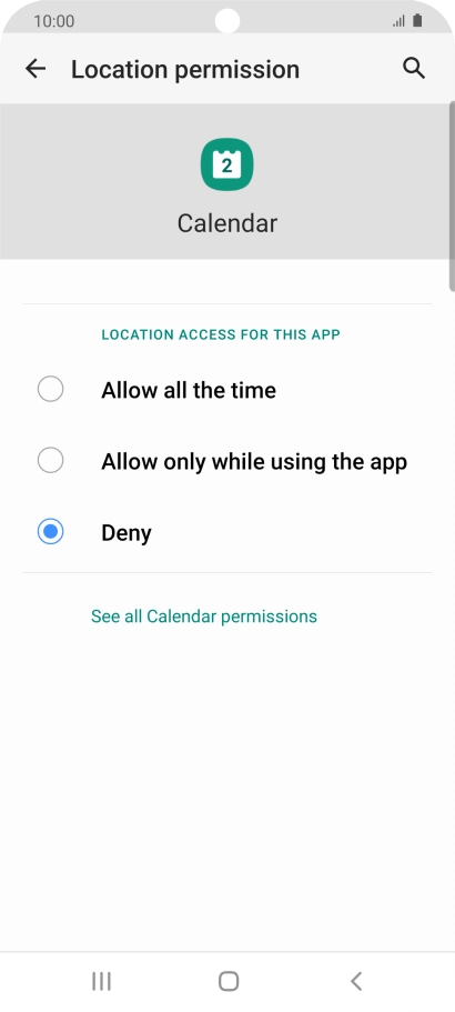 Press the required setting.