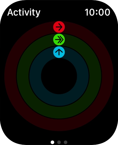 The screen will tell you how far you are from completing your daily activity goals. When the coloured rings are closed, you've reached the goals of your daily activity.