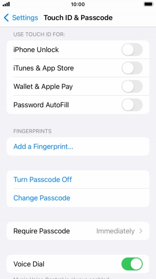Press Turn Passcode Off and key in the phone lock code.