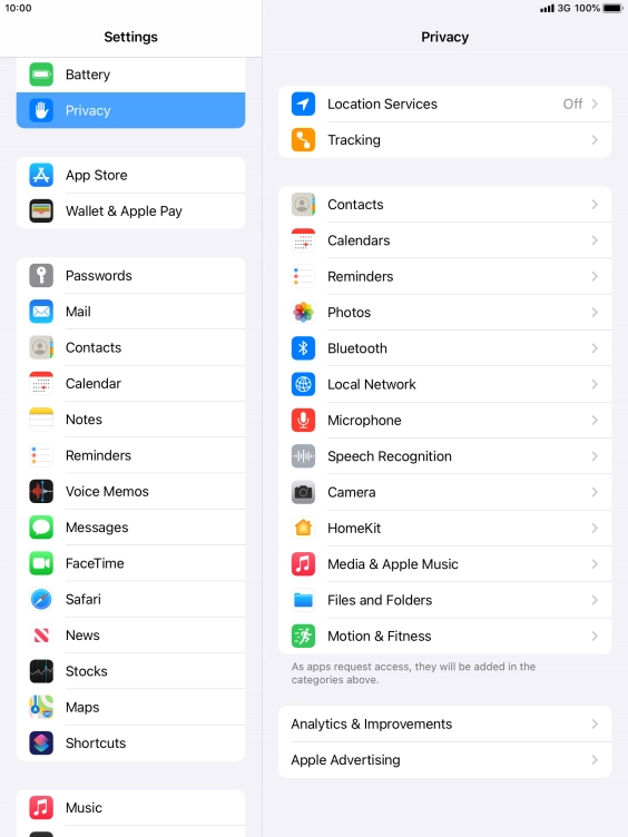 Press Location Services.