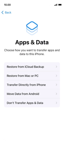 You can transfer content from an Android phone when your phone is activated for the first time and after a factory reset. When this screen is displayed, your phone is ready to transfer content from an Android phone.