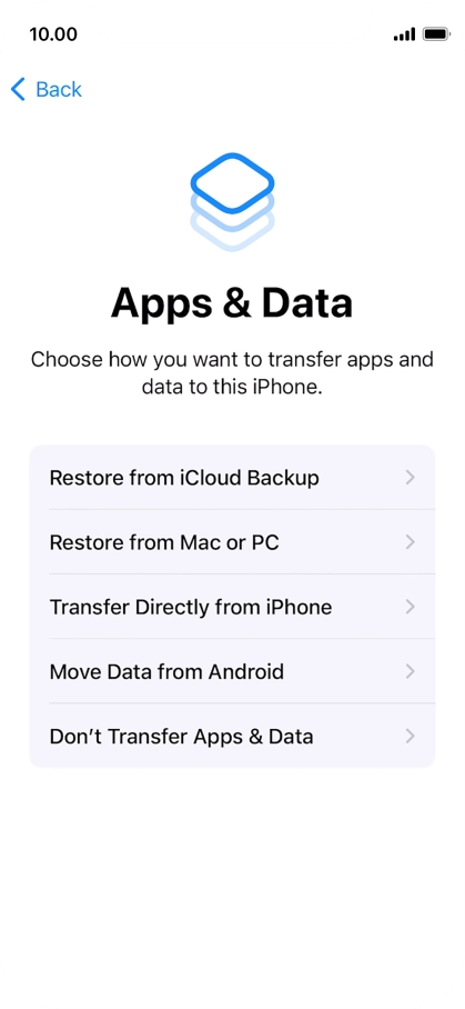 You can transfer content from an Android phone when your phone is activated for the first time and after a factory reset. When this screen is displayed, your phone is ready to transfer content from an Android phone.