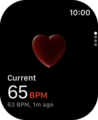 Your current heart rate is displayed below Current.