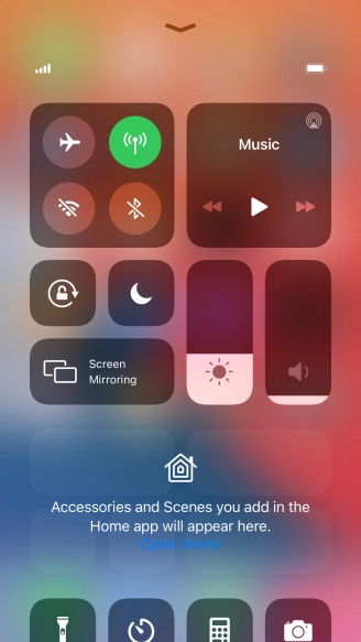 Press the required function to open an application or turn the function on or off.