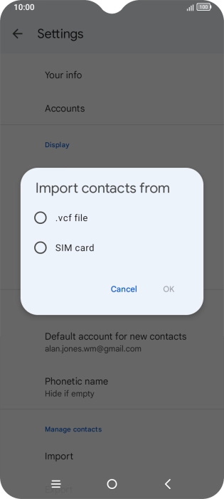 Press the name of the SIM. Press the name of the SIM.