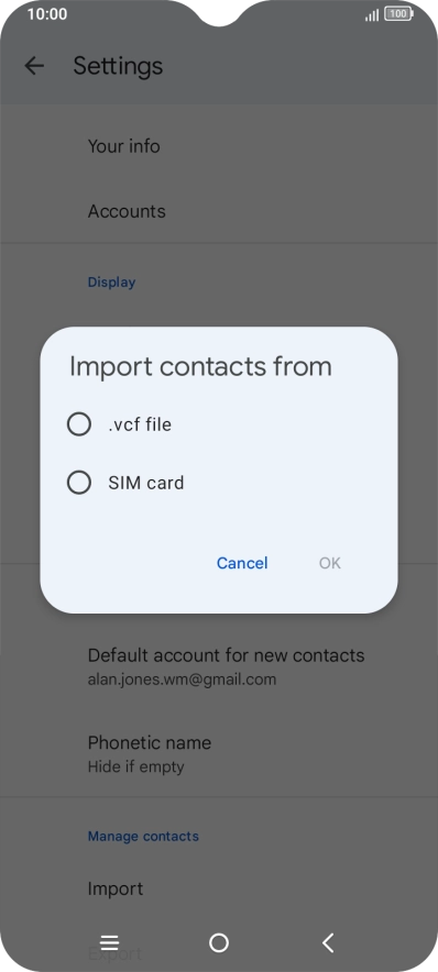 Press the name of the SIM. Press the name of the SIM.