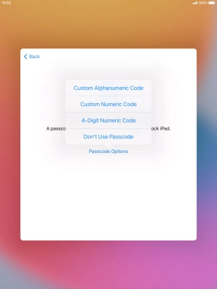 Follow the instructions on the screen to turn on use of lock code or press Don't Use Passcode. Follow the instructions on the screen to turn on use of lock code or press Don't Use Passcode.