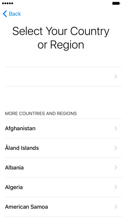 Press the required country or area.