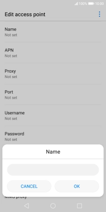 Key in Vodafone Internet and press OK.