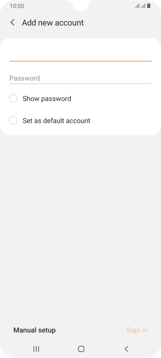 Press Password and key in the password for your email account.