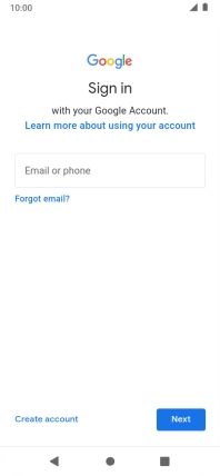 If you don't have a Google account, press Create account and follow the instructions on the screen to create an account.