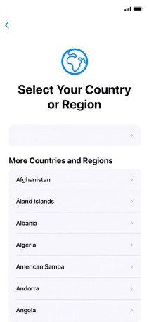 Press the required country or area.