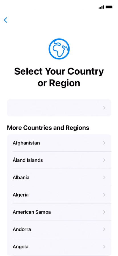 Press the required country or area.