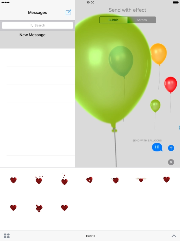 Press the send icon when you've selected the required effect for your iMessage. Press the send icon when you've selected the required effect for your iMessage.