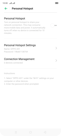 Press Personal Hotspot Settings.