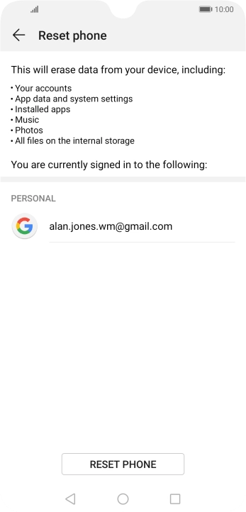 Press RESET PHONE.