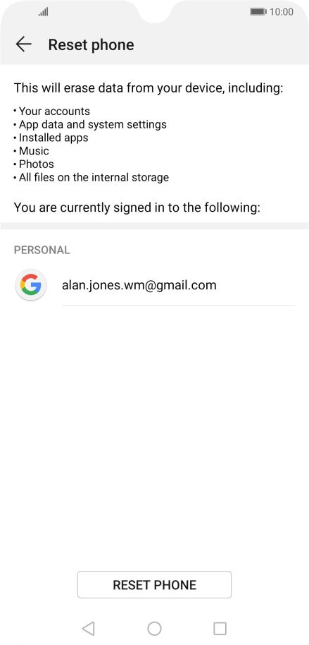 Press RESET PHONE.