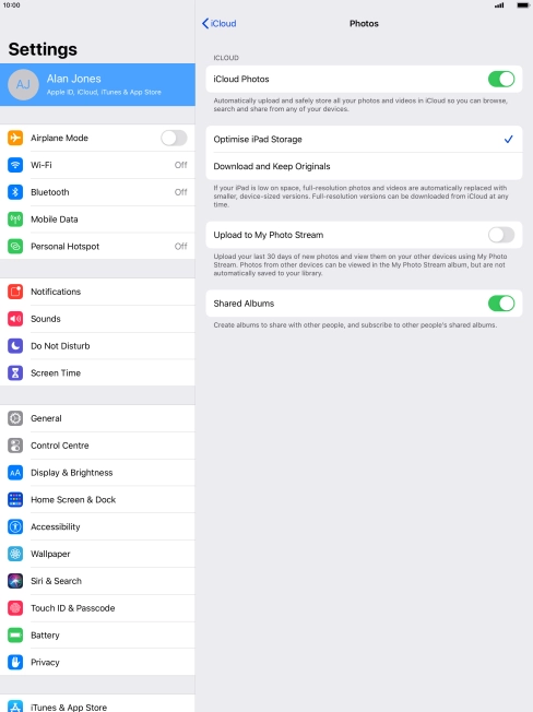 Press the indicator next to 