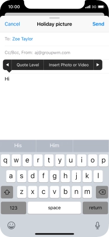 Press Insert Photo or Video and follow the instructions on the screen to attach a picture or a video clip.