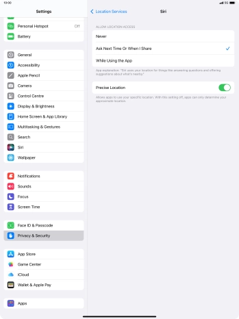 Press the required setting to turn the function on or off. Press the required setting to turn the function on or off.