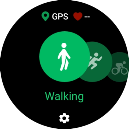 Drag your finger right or left to select the required activity.