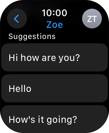 Press the required quick reply. Press the required quick reply.