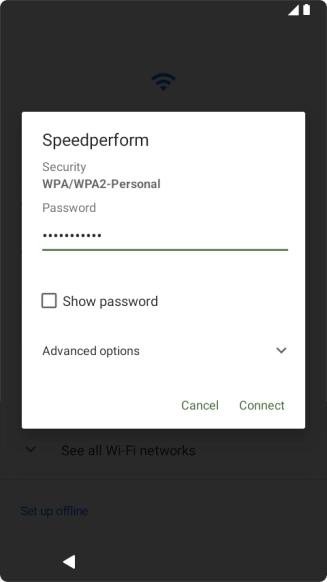 Key in the password for the Wi-Fi network and press Connect.